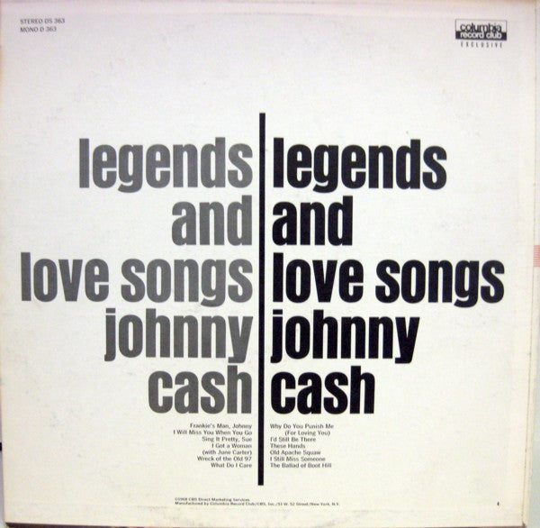Johnny Cash : Legends And Love Songs (LP, Comp)