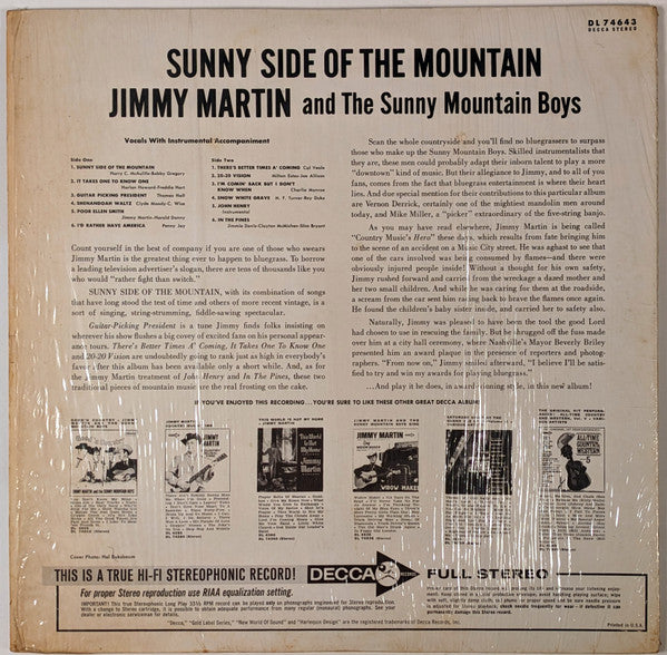 Jimmy Martin And The Sunny Mountain Boys : Sunny Side Of The Mountain (LP, Album)