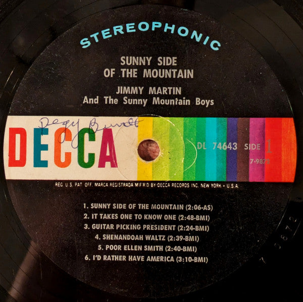 Jimmy Martin And The Sunny Mountain Boys : Sunny Side Of The Mountain (LP, Album)