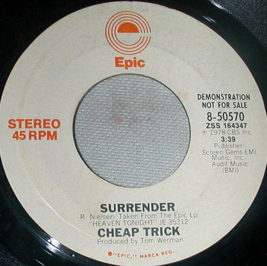 Cheap Trick : Surrender (7", Single, Promo, Styrene)