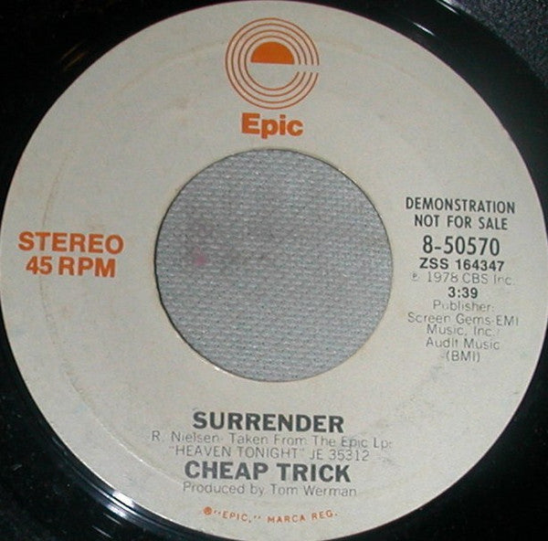 Cheap Trick : Surrender (7", Single, Promo, Styrene)
