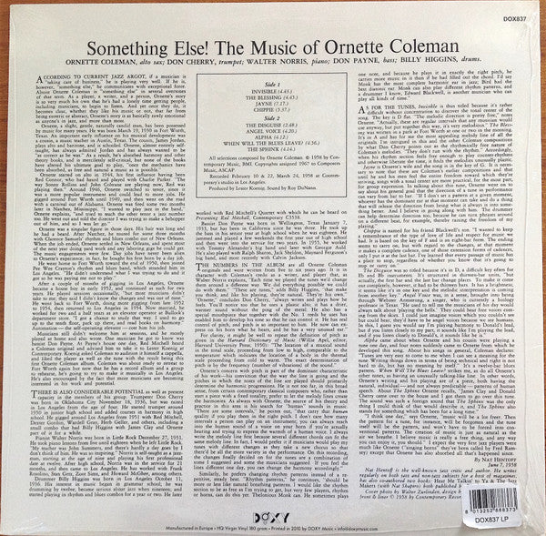 Ornette Coleman : Something Else!!!! (LP, Album, RE)