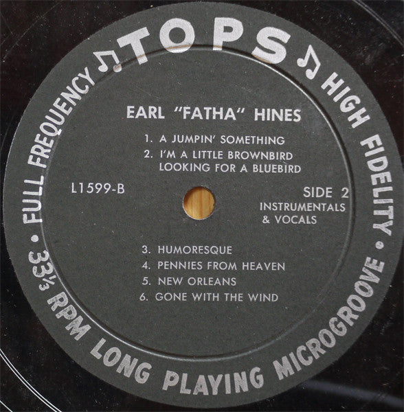 Earl "Fatha" Hines* : The Incomparable Earl "Fatha" Hines (LP, Album)