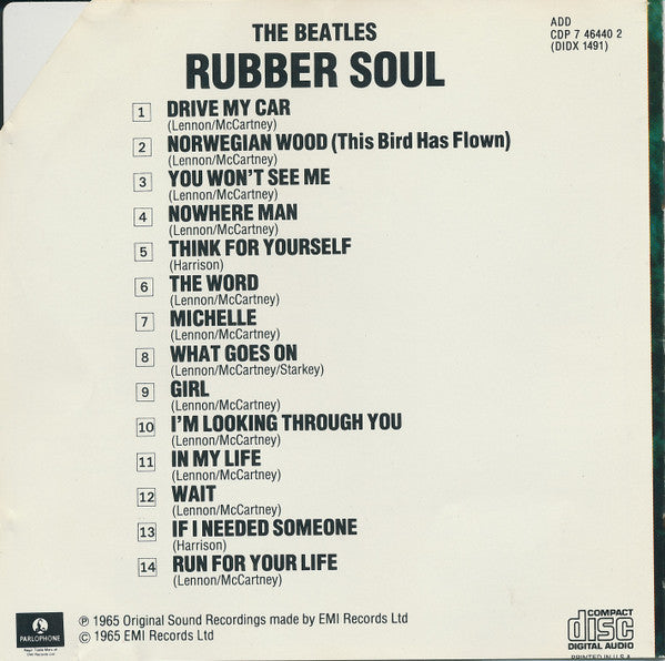 The Beatles : Rubber Soul (CD, Album, RE, Cap)