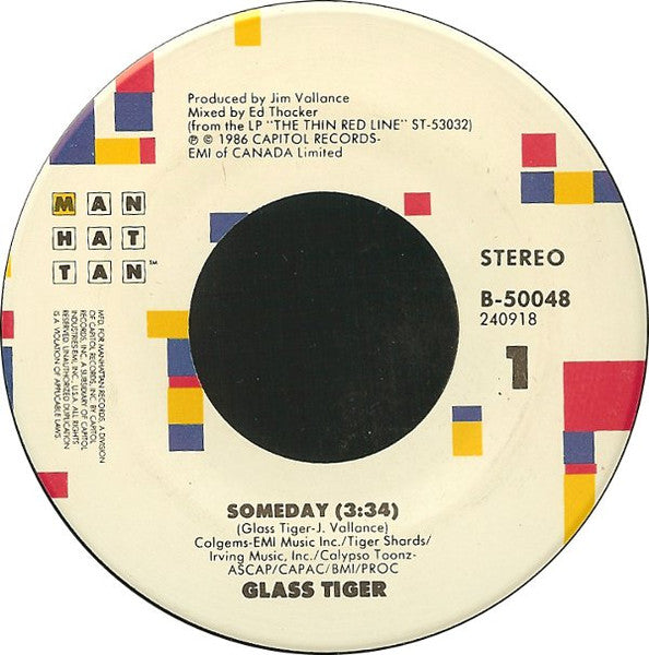Glass Tiger : Someday (7", Single)