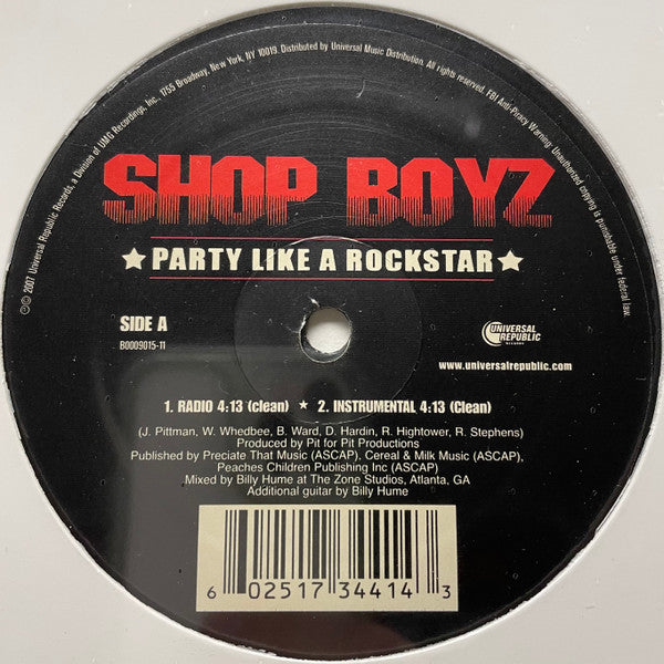 Shop Boyz : Party Like A Rockstar (12")
