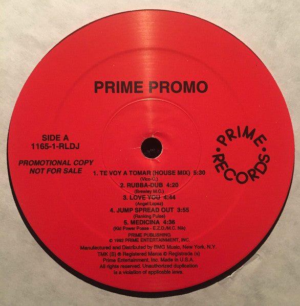 Various : Prime Records - Prime Promo (12", Comp, Promo)