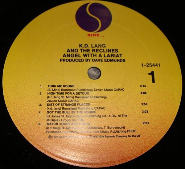 k.d. lang and the reclines : Angel With A Lariat (LP, Album)