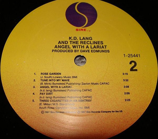 k.d. lang and the reclines : Angel With A Lariat (LP, Album)