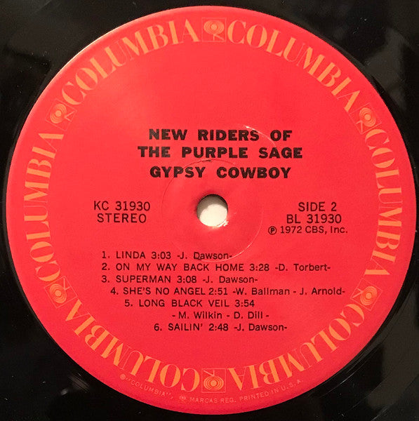 New Riders Of The Purple Sage : Gypsy Cowboy (LP, Album, Pin)