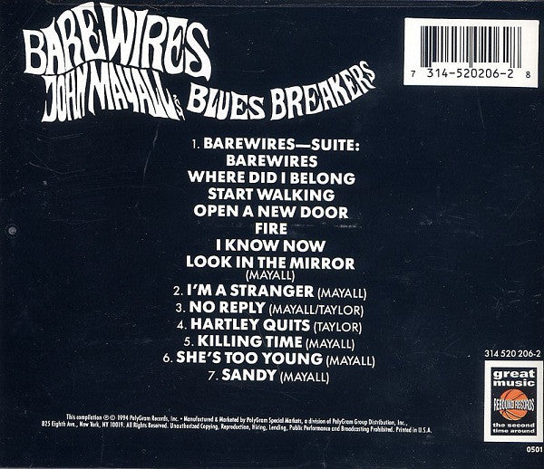 John Mayall's Bluesbreakers* : Bare Wires (CD, Album, RE)