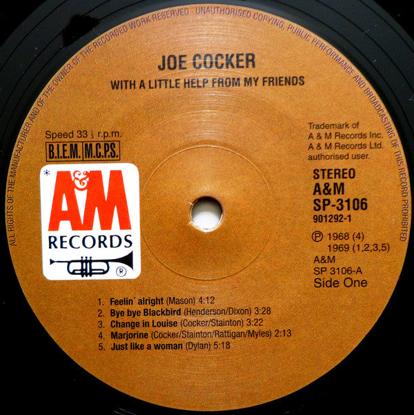 Joe Cocker : With A Little Help From My Friends (LP, Album, RE, RM, 180)