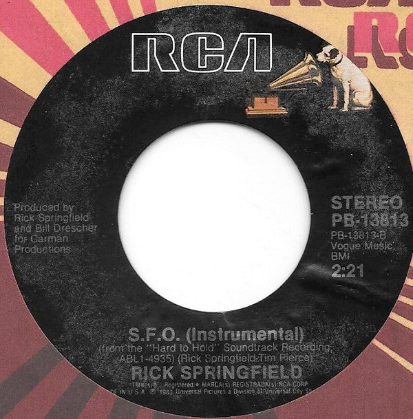 Rick Springfield : Don't Walk Away (7", Single, Styrene, RCA)