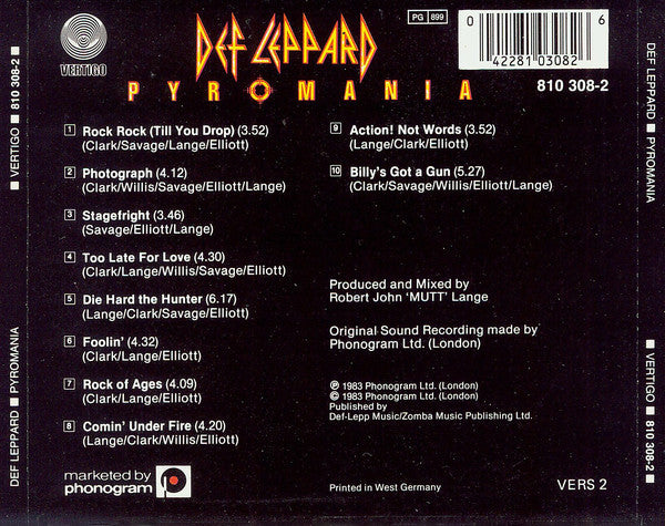 Def Leppard : Pyromania (CD, Album)