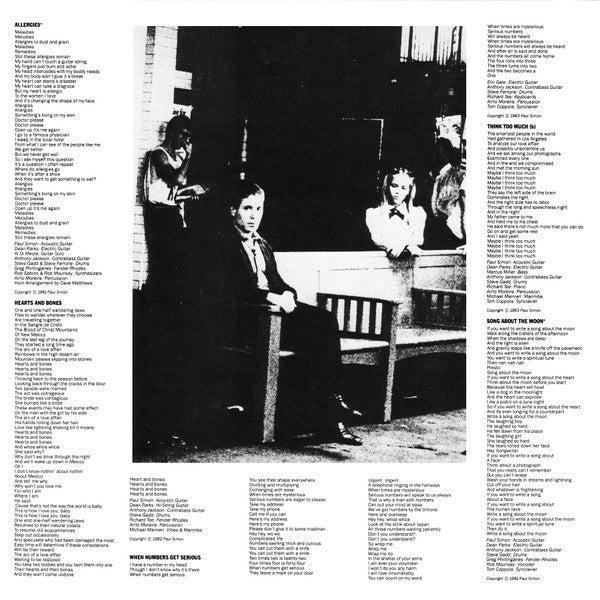 Paul Simon : Hearts And Bones (LP, Album, Ltd, Promo, Qui)