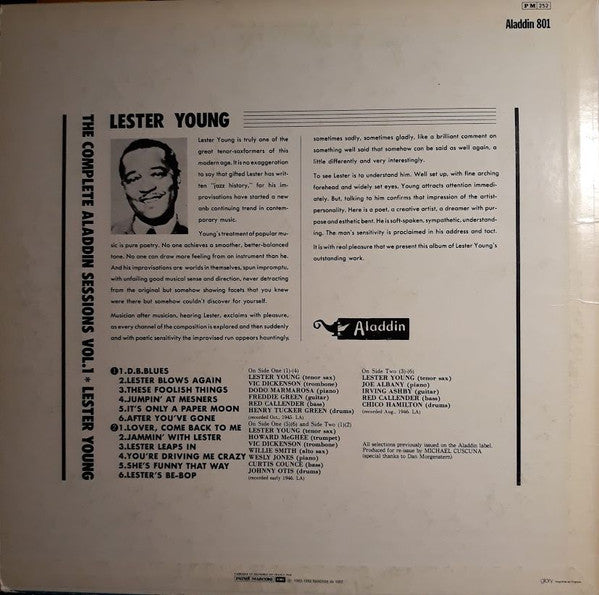 Lester Young : And His Tenor Sax. Vol.1 (LP, Comp, Mono, RE)
