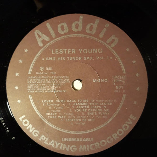 Lester Young : And His Tenor Sax. Vol.1 (LP, Comp, Mono, RE)
