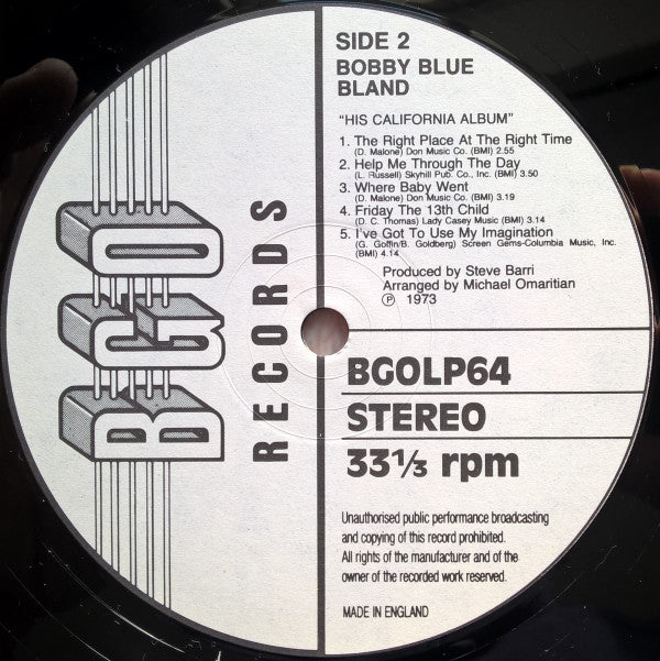Bobby Blue Bland* : His California Album (LP, Album, RE)