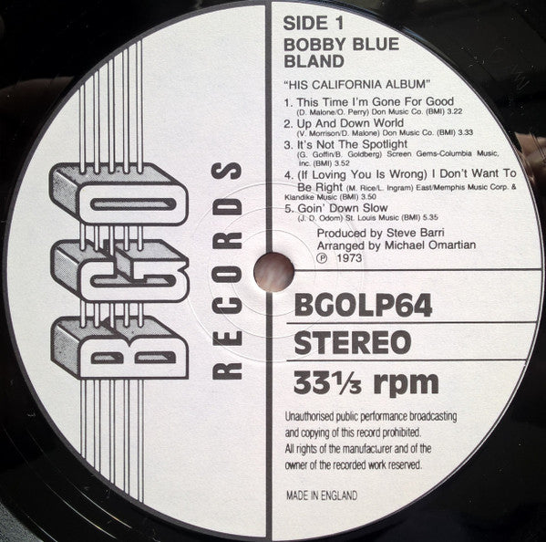 Bobby Blue Bland* : His California Album (LP, Album, RE)