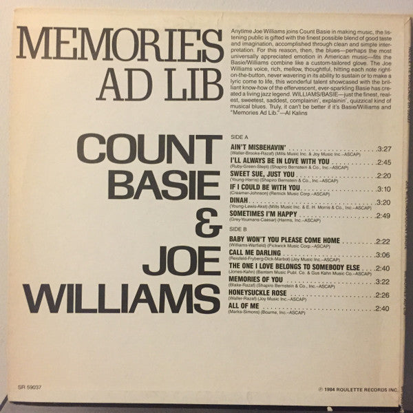Joe Williams / Count Basie : Memories Ad-Lib (LP, Album, RE)