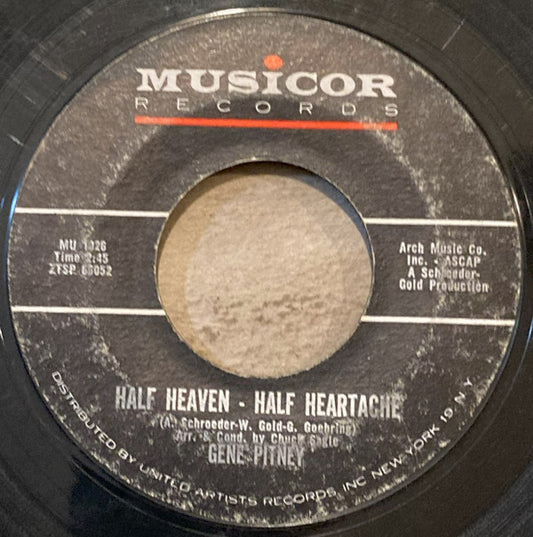 Gene Pitney : Half Heaven - Half Heartache (7", Single, Ter)