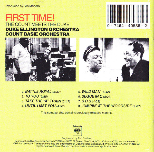 Duke Ellington And Count Basie : First Time! The Count Meets The Duke (CD, Album, RE, RM)