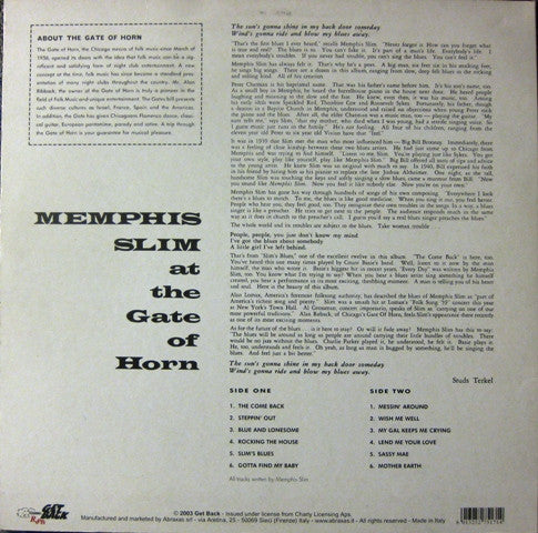 Memphis Slim : Memphis Slim At The Gate Of Horn (LP, Album, RE, 180)