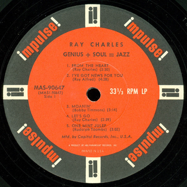 Ray Charles : Genius + Soul = Jazz (LP, Album, Mono, Club, Jac)