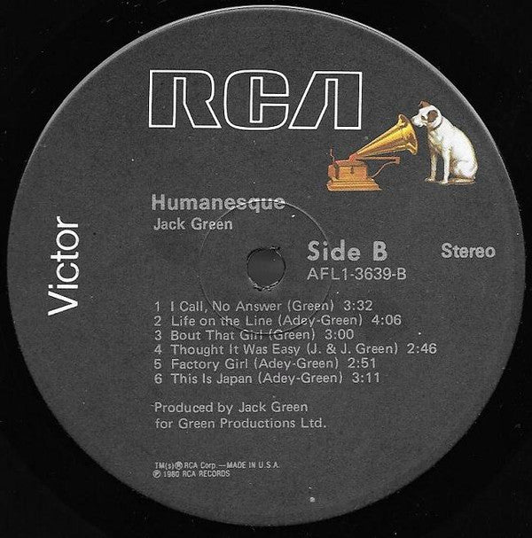 Jack Green : Humanesque (LP, Album)