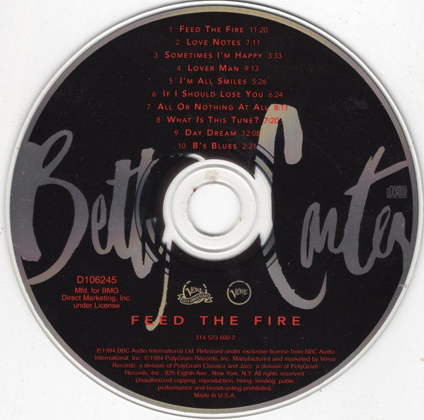 Betty Carter : Feed The Fire (CD, Album, Club, BMG)