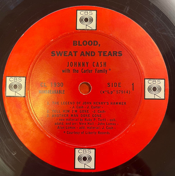 Johnny Cash : Blood, Sweat And Tears (LP, Album, Mono)