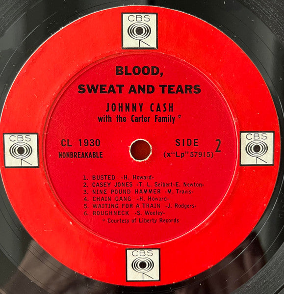 Johnny Cash : Blood, Sweat And Tears (LP, Album, Mono)