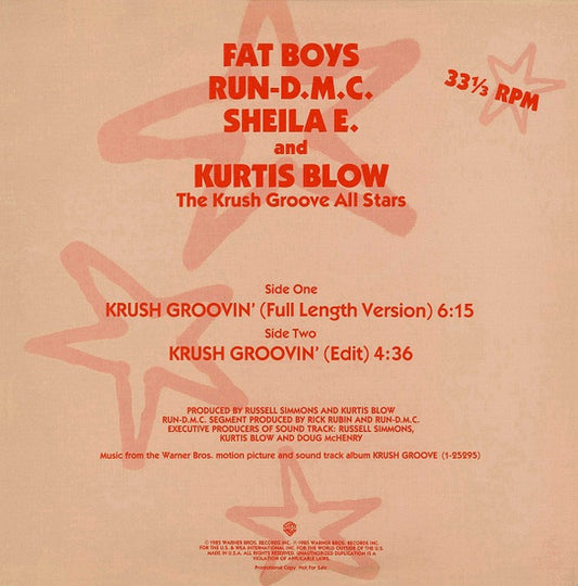 The Krush Groove All Stars* : Krush Groovin' (12", Promo)