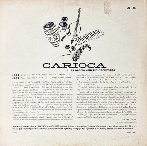 Russ Garcia And His Orchestra* : Carioca (LP, Album)