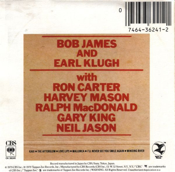 Bob James & Earl Klugh : One On One (CD, Album, RE)