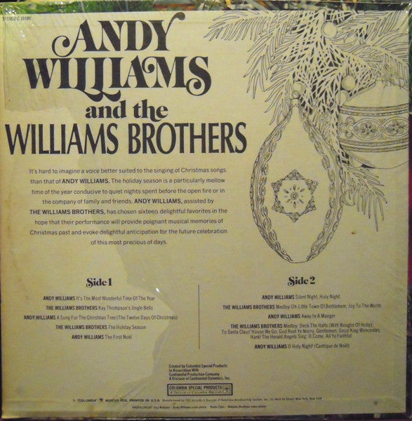 Andy Williams & The Williams Brothers (3) : Christmas With Andy Williams And The Williams Brothers (LP, Comp, Pit)