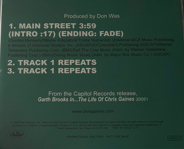 Garth Brooks : Main Street (HDCD, Single, Promo)