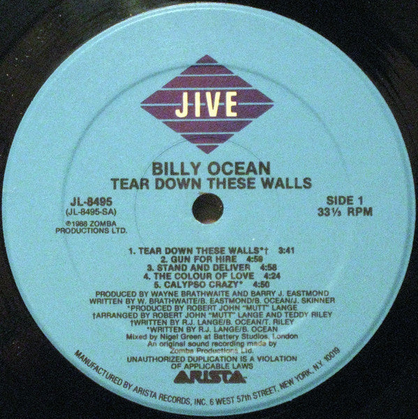 Billy Ocean : Tear Down These Walls (LP, Album, Hau)