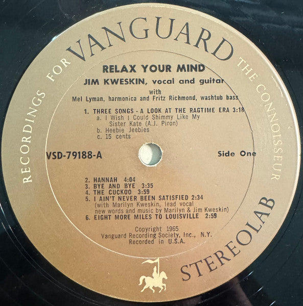Jim Kweskin : Relax Your Mind (LP, Album, Roc)