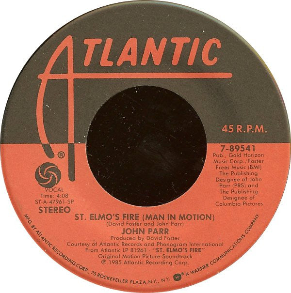 John Parr : St. Elmo's Fire (Man In Motion) (7", Single, Spe)