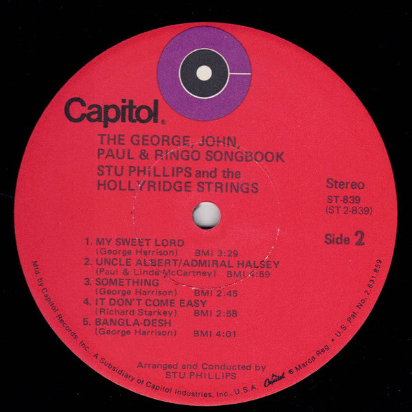 Stu Phillips, The Hollyridge Strings : The George, John, Paul & Ringo Songbook (LP, Album, Jac)