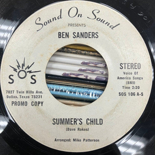 Ben Sanders : Summer's Child (7", Mono, Promo)