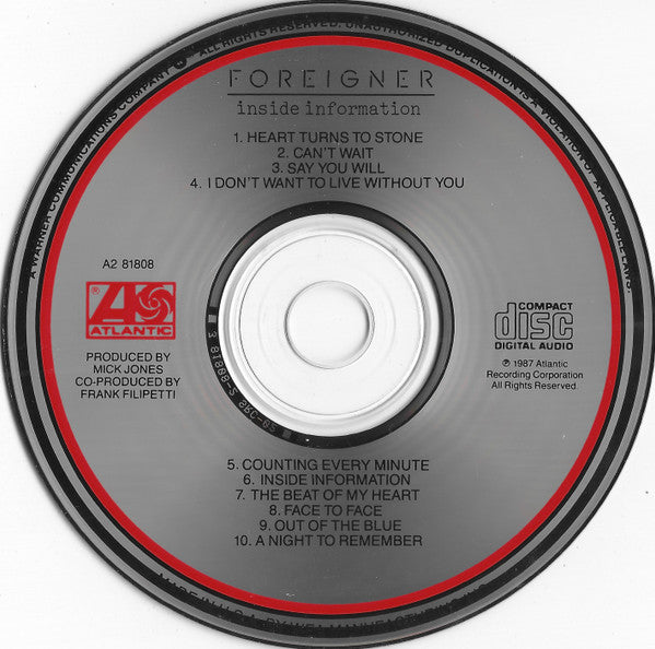 Foreigner : Inside Information (CD, Album, Club)