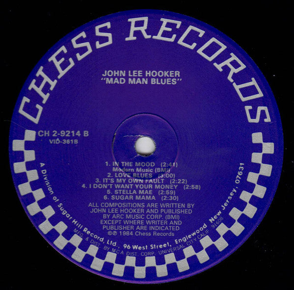 John Lee Hooker : Mad Man Blues (2xLP, Comp, RE, Glo)