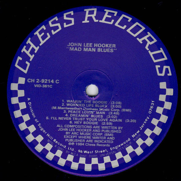 John Lee Hooker : Mad Man Blues (2xLP, Comp, RE, Glo)