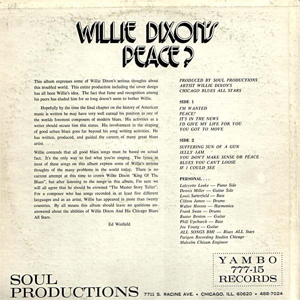 Willie Dixon : Peace? (LP, Album)