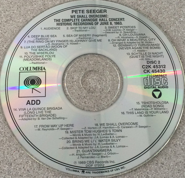 Pete Seeger : We Shall Overcome: The Complete Carnegie Hall Concert: Historic Recording Of June 8, 1963 (2xCD, Album)