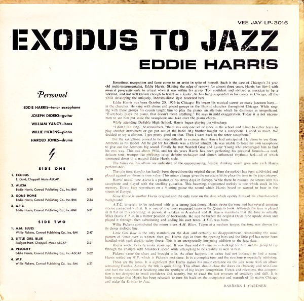 Eddie Harris : Exodus To Jazz (LP, Album, Mono)