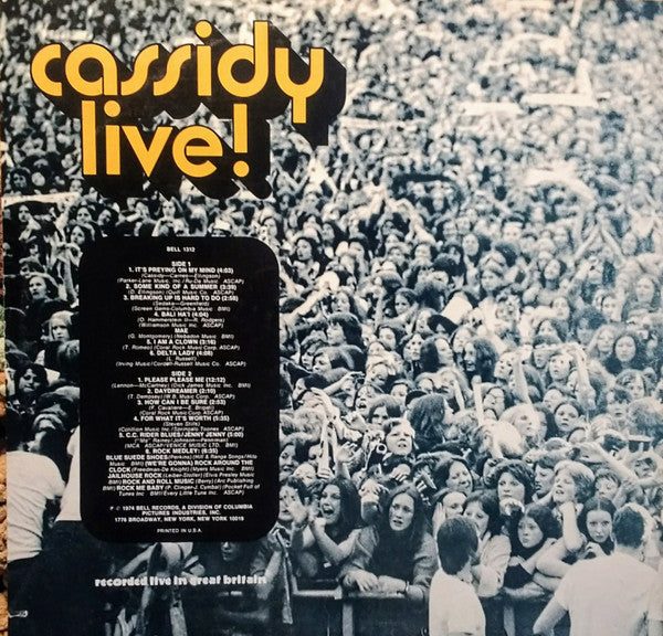 David Cassidy : Cassidy Live! (LP, Album, Mon)