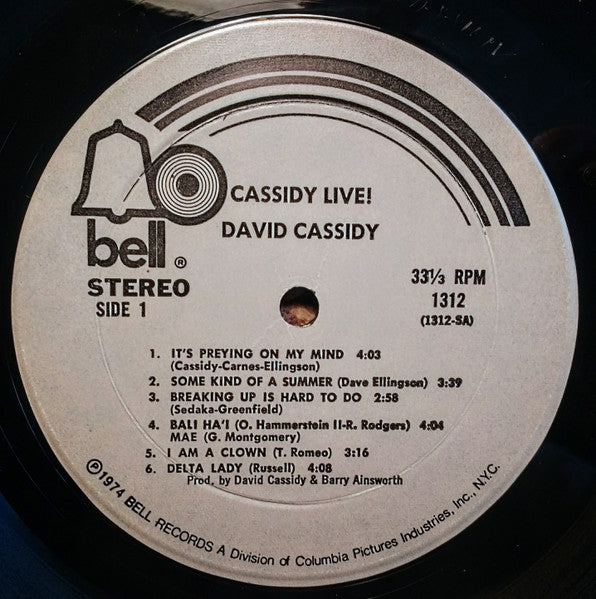 David Cassidy : Cassidy Live! (LP, Album, Mon)